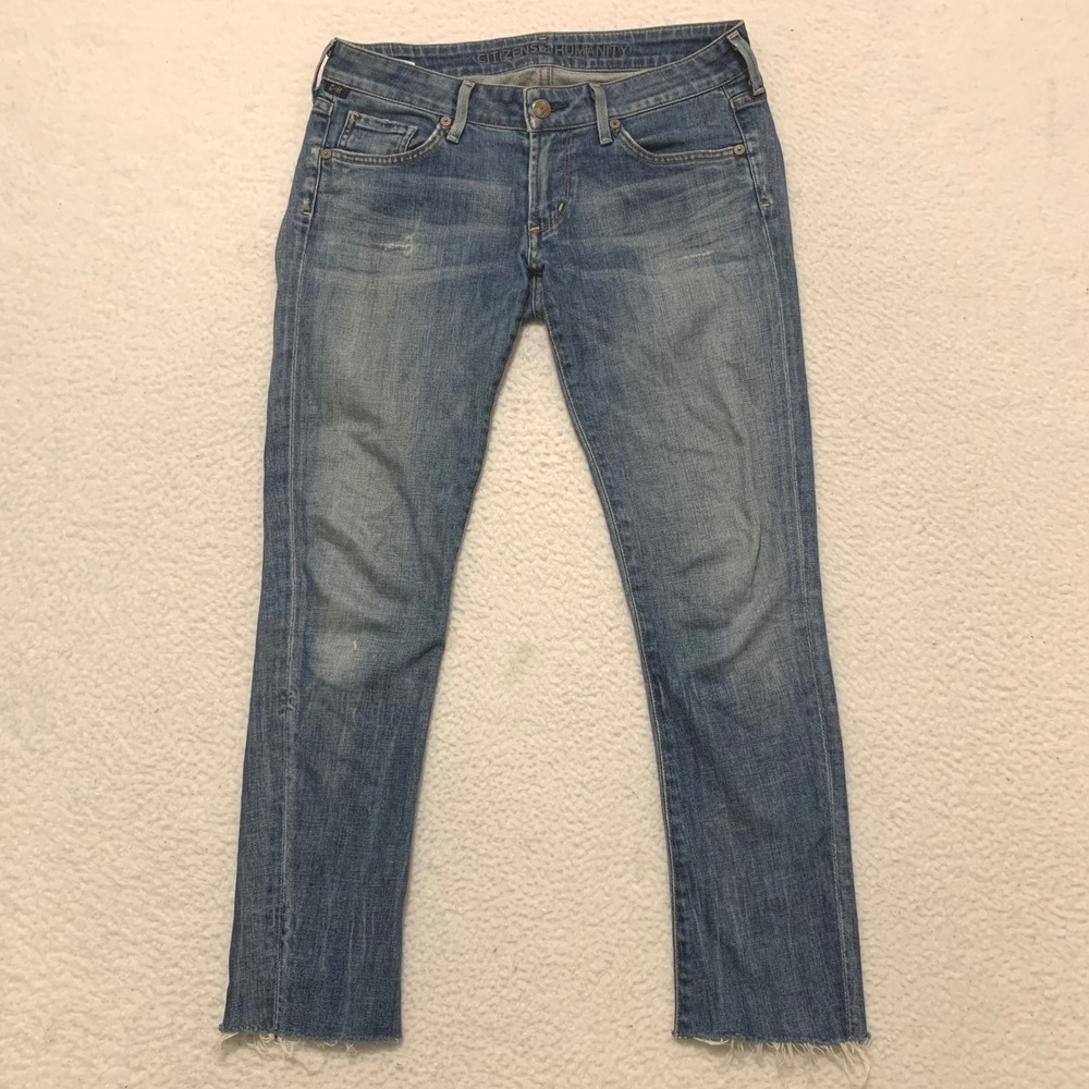 Citizens of Humanity Skinny Jeans 27 (FITS 31x26) Low Rise Raw Hem Zip Blue